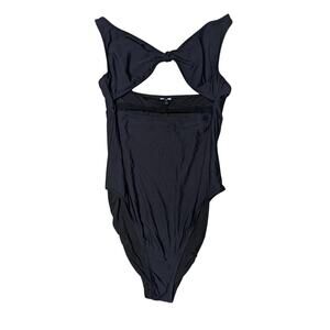 J.Crew Tie-Front Cutout One-Piece Swimsuit Womens L/XL Black Monokini Bathing